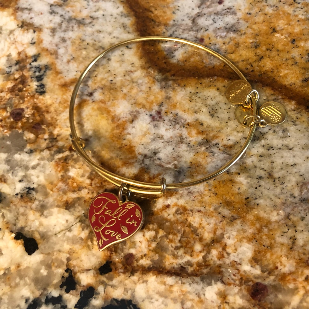 Alex and Ani Gold Heart Bangle -Fall in Love